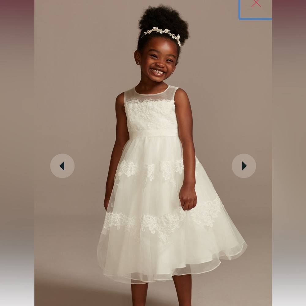 David’s Bridal Lace Illusion Flower Girl Dress